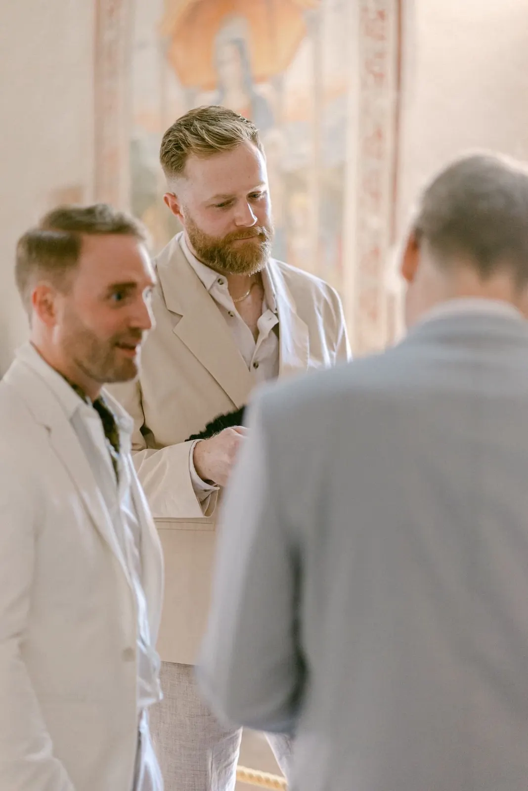 Groom friends portrait san pietro valle abbey