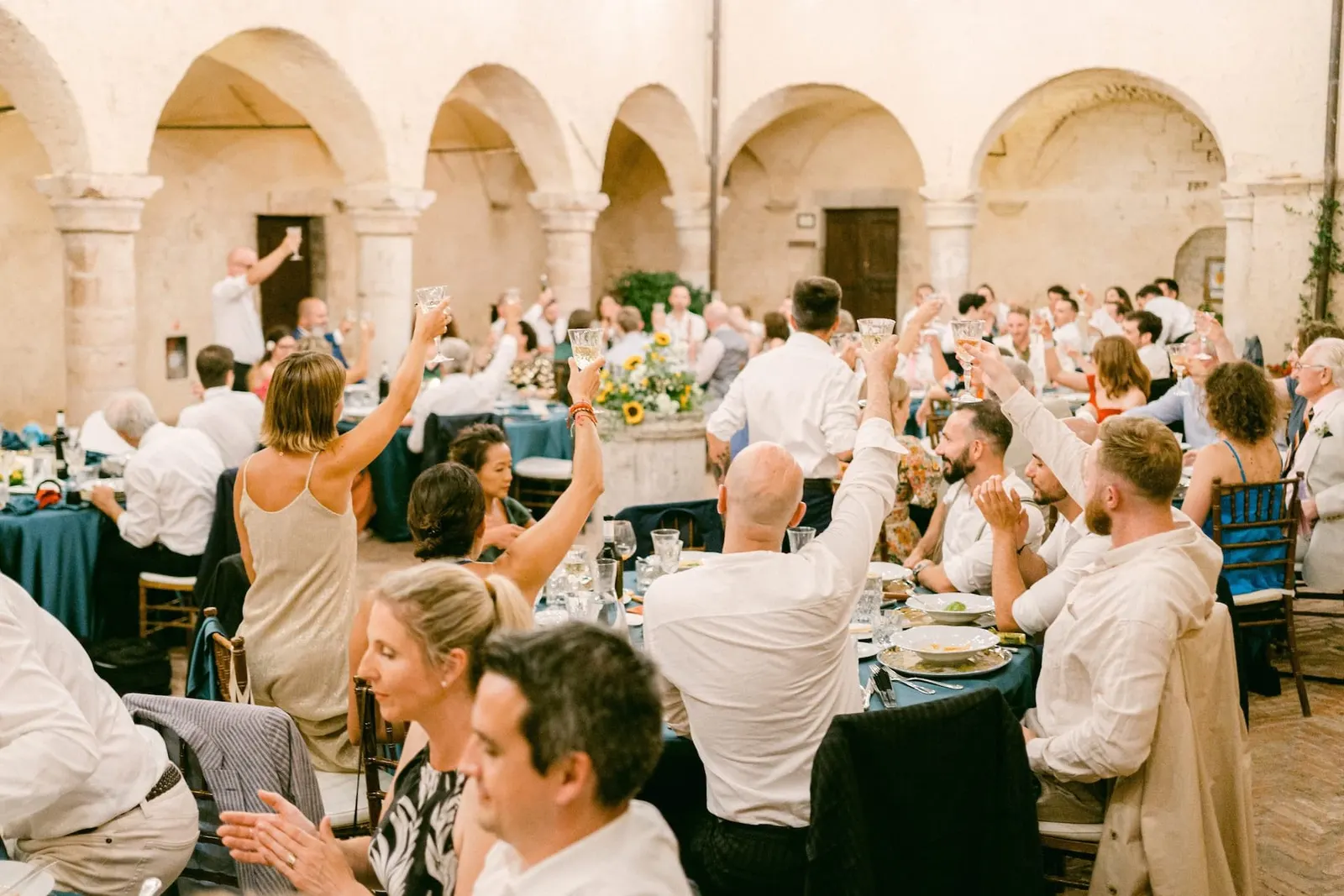 Reception dinner setup san pietro valle abbey