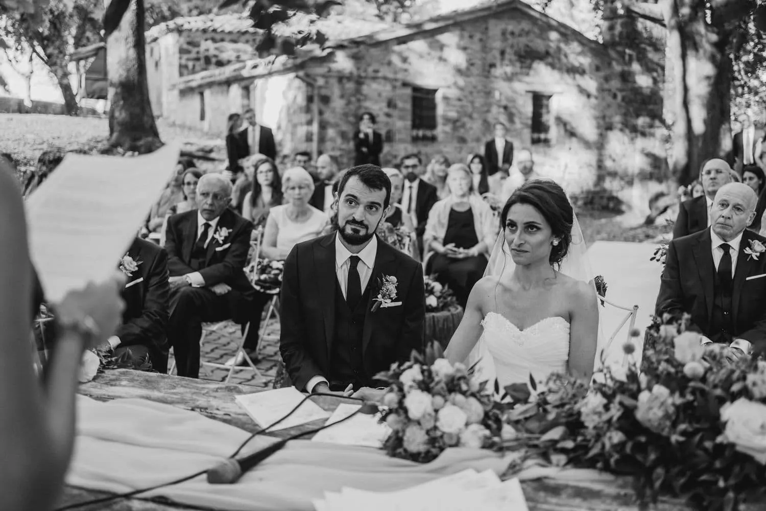 Borgo san faustino villa laura wedding black white group